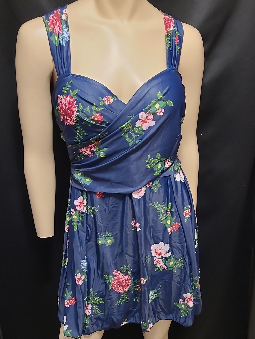 Cocopear women's navy floral skirted one-piece swimdress 2XL - Picture 2 of 15